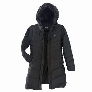 Patagonia Girls XXL Black Down Parka Coat Puffer Knee Length Warm Winter Jacket